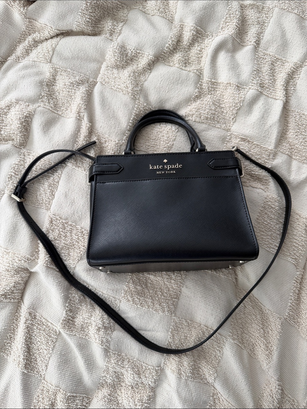 kate spade black leather crossbody satchel